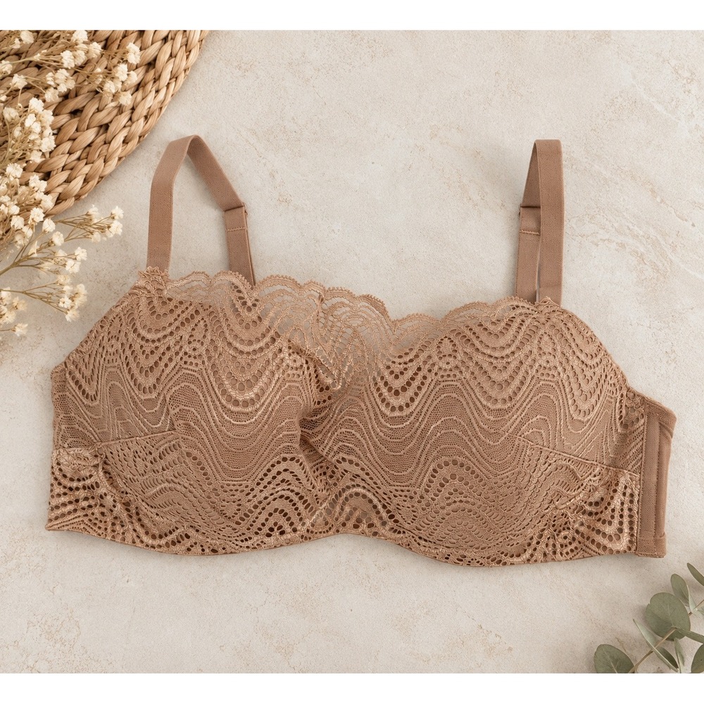 Natori Private Luxuries Bra Womens 34D Tan Lace Underwire
